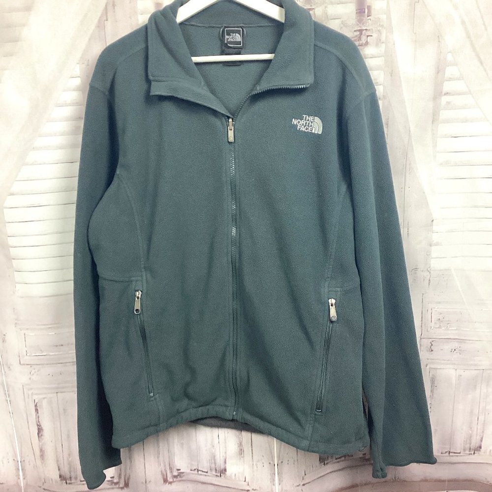 The North Face Sage Green Zip Up Fleece Jacket L